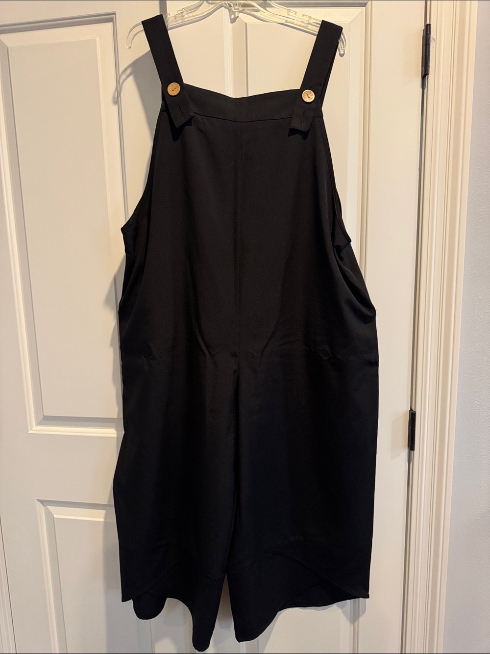 Black Relaxed Overalls with Button Straps